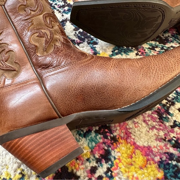 Ariat Shada Leather Cowgirl Boot Womens 7.5 Brown Cutout Details Western - Picture 5 of 13